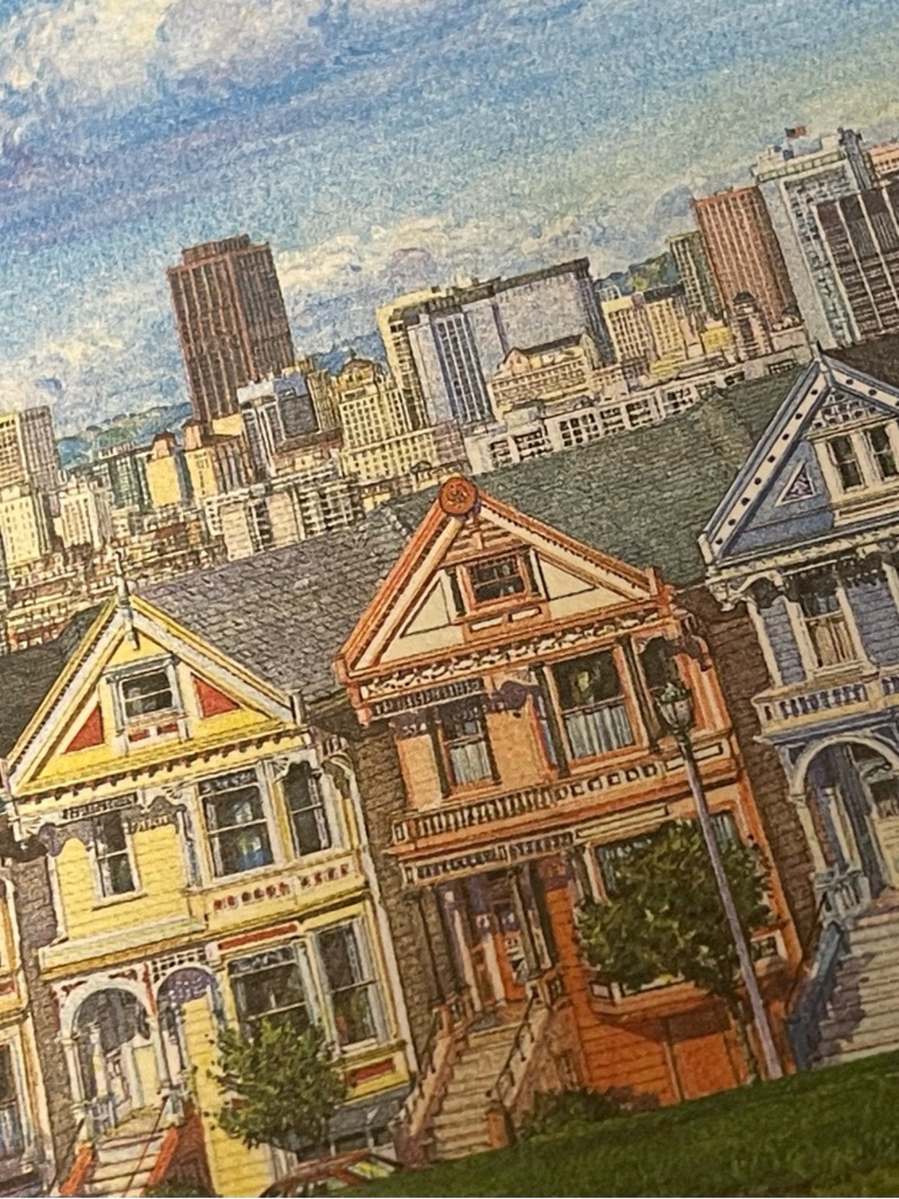 Painted Victorian Row Houses Wall Art - Multi-Color-postcard